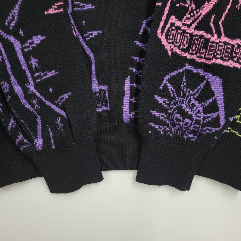 【中古品】【メンズ】 WACKO MARIA ワコマリア MARIA JACQUARD CREW NECK SWEATER マリア ジャガード クルー ネック ニット セーター トップス 142-260617-kh-11-izu サイズ：S カラー：ブラック 万代Net店