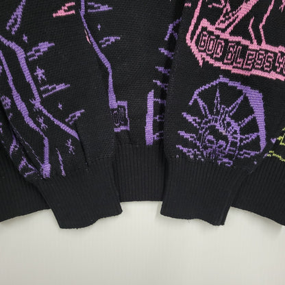 【中古品】【メンズ】 WACKO MARIA ワコマリア MARIA JACQUARD CREW NECK SWEATER マリア ジャガード クルー ネック ニット セーター トップス 142-260617-kh-11-izu サイズ：S カラー：ブラック 万代Net店