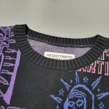 【中古品】【メンズ】 WACKO MARIA ワコマリア MARIA JACQUARD CREW NECK SWEATER マリア ジャガード クルー ネック ニット セーター トップス 142-260617-kh-11-izu サイズ：S カラー：ブラック 万代Net店