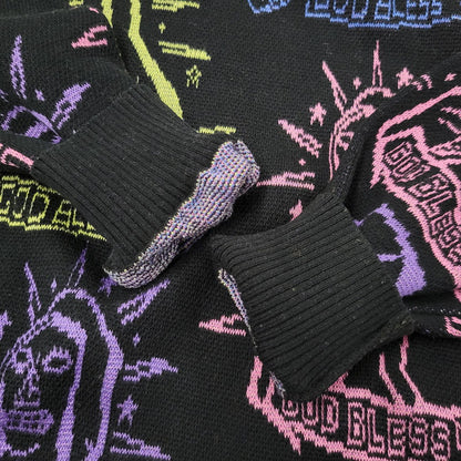 【中古品】【メンズ】 WACKO MARIA ワコマリア MARIA JACQUARD CREW NECK SWEATER マリア ジャガード クルー ネック ニット セーター トップス 142-260617-kh-11-izu サイズ：S カラー：ブラック 万代Net店