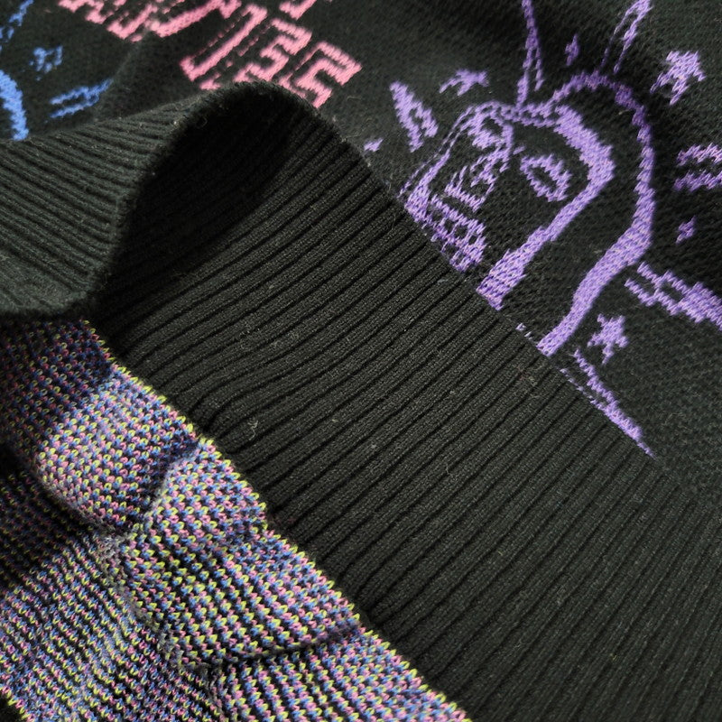 【中古品】【メンズ】 WACKO MARIA ワコマリア MARIA JACQUARD CREW NECK SWEATER マリア ジャガード クルー ネック ニット セーター トップス 142-260617-kh-11-izu サイズ：S カラー：ブラック 万代Net店