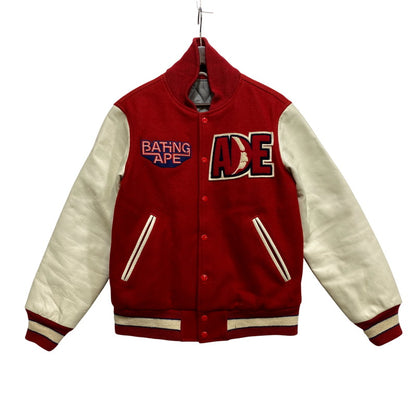【中古品】【メンズ】 A BATHING APE アベイシングエイプ 2011年復刻 BEAST REIGN SUPREME LEATHER VARSITY JACKET レザー バーシティ ジャケット アウター 142-260907-cs-03-izu サイズ：S カラー：レッド 万代Net店