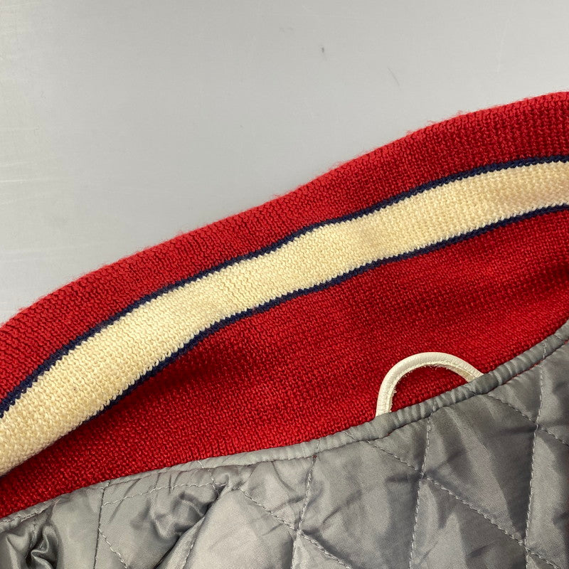 【中古品】【メンズ】 A BATHING APE アベイシングエイプ 2011年復刻 BEAST REIGN SUPREME LEATHER VARSITY JACKET レザー バーシティ ジャケット アウター 142-260907-cs-03-izu サイズ：S カラー：レッド 万代Net店