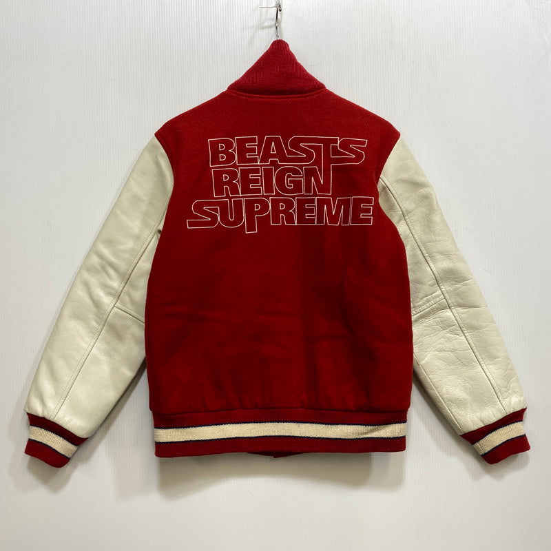 【中古品】【メンズ】 A BATHING APE アベイシングエイプ 2011年復刻 BEAST REIGN SUPREME LEATHER VARSITY JACKET レザー バーシティ ジャケット アウター 142-260907-cs-03-izu サイズ：S カラー：レッド 万代Net店