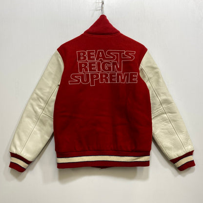 【中古品】【メンズ】 A BATHING APE アベイシングエイプ 2011年復刻 BEAST REIGN SUPREME LEATHER VARSITY JACKET レザー バーシティ ジャケット アウター 142-260907-cs-03-izu サイズ：S カラー：レッド 万代Net店