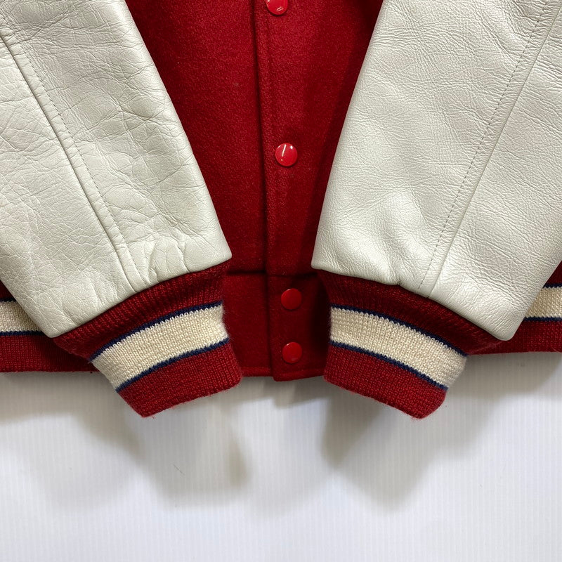 【中古品】【メンズ】 A BATHING APE アベイシングエイプ 2011年復刻 BEAST REIGN SUPREME LEATHER VARSITY JACKET レザー バーシティ ジャケット アウター 142-260907-cs-03-izu サイズ：S カラー：レッド 万代Net店