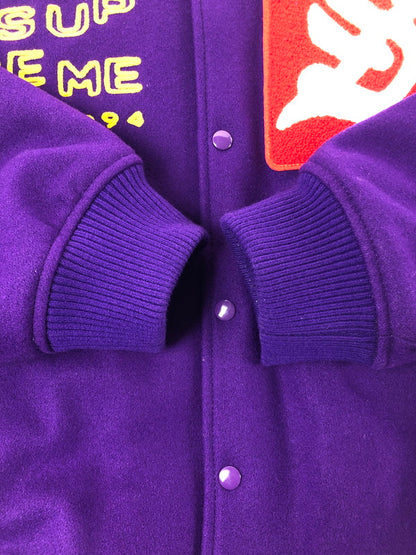 【中古品】【メンズ】 SUPREME 23SS TOURIST VARSITY JACKET ツーリスト バーシティ ジャケット アウター 149-260525-ki-19-tagh サイズ：XXL カラー：パープル 万代Net店