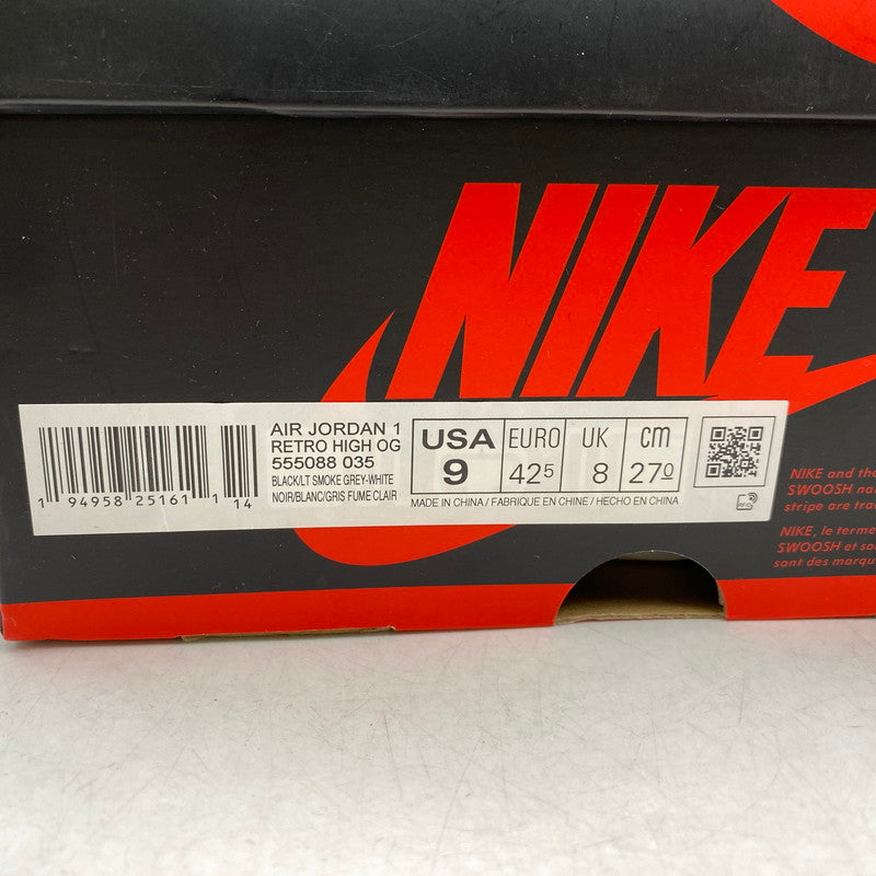 【中古美品】【メンズ】 NIKE ナイキ 555088-035 AIR JORDAN 1 HIGH OG エア ジョーダン ワン ハイ オージー スニーカー シューズ 靴 160-260520-cs-05-izu サイズ：27cm カラー：BLACK/LIGHT SMOKE GREY-WHITE 万代Net店