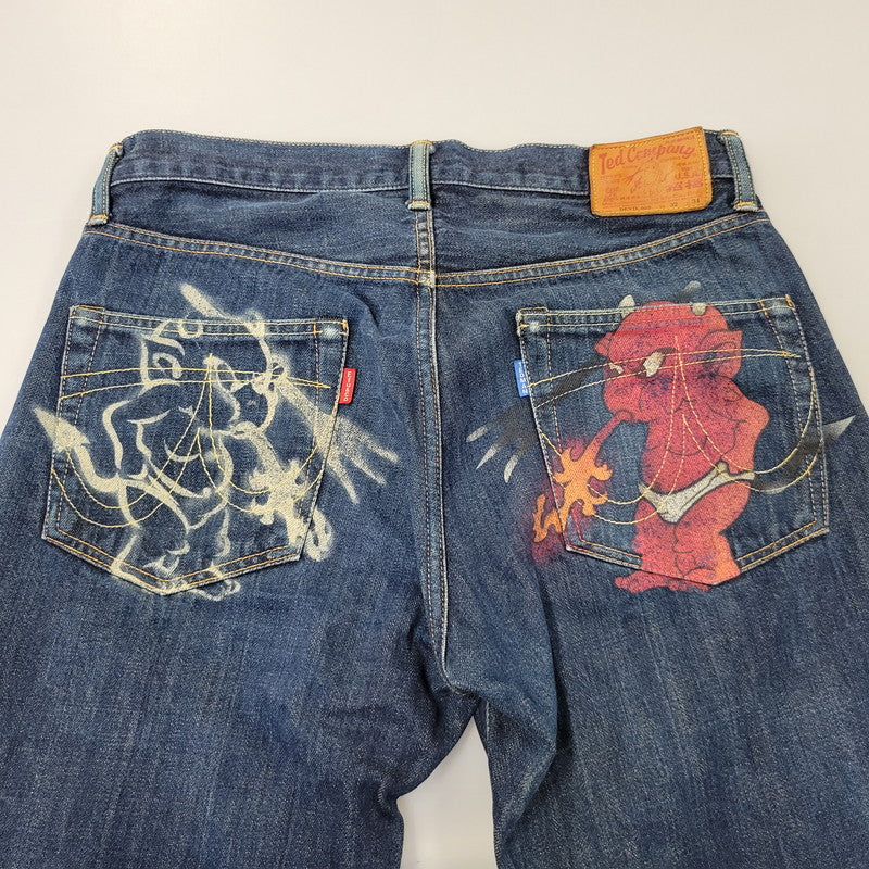 【中古品】【メンズ】 TED COMPANY テッドカンパニー HIP PAINT JEANS DEVIL 003 ヒップ ペイント ジーンズ デビル参号 デニムパンツ 156-260707-as-03-izu サイズ：32×34 カラー：インディゴ 万代Net店