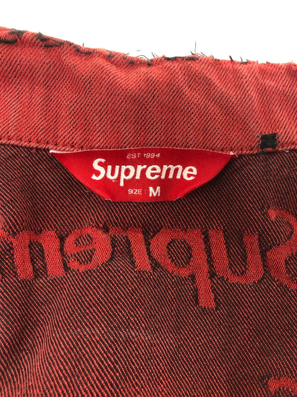 【現状渡し品】【メンズ】 SUPREME シュプリーム 21SS FRAYED LOGOS DENIM TRUCKER JACKET フレイ ロゴ デニム トラッカー ジャケット アウター 149-260527-na-07-tagh サイズ：M カラー：レッド 万代Net店