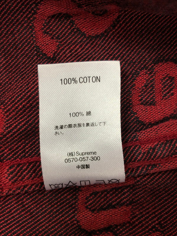 【現状渡し品】【メンズ】 SUPREME シュプリーム 21SS FRAYED LOGOS DENIM TRUCKER JACKET フレイ ロゴ デニム トラッカー ジャケット アウター 149-260527-na-07-tagh サイズ：M カラー：レッド 万代Net店