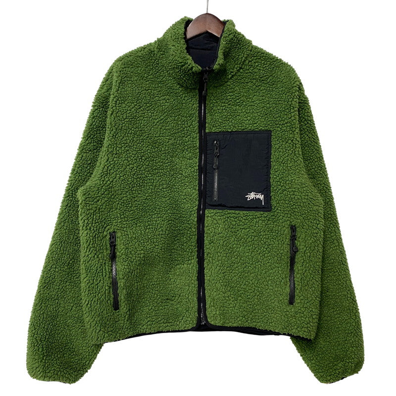 【中古品】【メンズ】 STUSSY ステューシー 118498 8 BALL SHERPA JACKET 8 ボール シェルパ ジャケット アウター 142-260906-kh-07-izu サイズ：L カラー：グリーン×ブラック 万代Net店