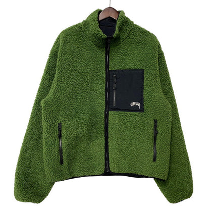 【中古品】【メンズ】 STUSSY ステューシー 118498 8 BALL SHERPA JACKET 8 ボール シェルパ ジャケット アウター 142-260906-kh-07-izu サイズ：L カラー：グリーン×ブラック 万代Net店