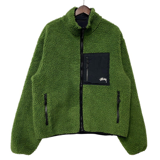 【中古品】【メンズ】 STUSSY ステューシー 118498 8 BALL SHERPA JACKET 8 ボール シェルパ ジャケット アウター 142-260906-kh-07-izu サイズ：L カラー：グリーン×ブラック 万代Net店