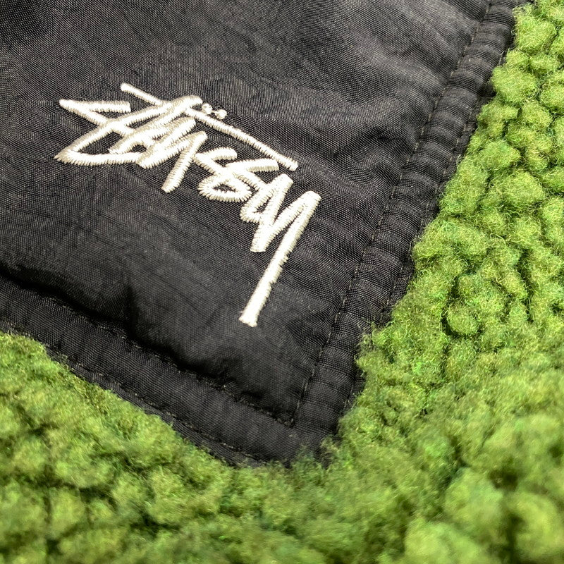 【中古品】【メンズ】 STUSSY ステューシー 118498 8 BALL SHERPA JACKET 8 ボール シェルパ ジャケット アウター 142-260906-kh-07-izu サイズ：L カラー：グリーン×ブラック 万代Net店