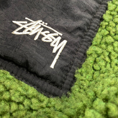 【中古品】【メンズ】 STUSSY ステューシー 118498 8 BALL SHERPA JACKET 8 ボール シェルパ ジャケット アウター 142-260906-kh-07-izu サイズ：L カラー：グリーン×ブラック 万代Net店