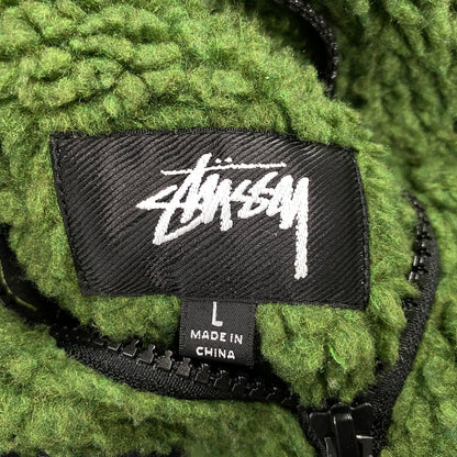 【中古品】【メンズ】 STUSSY ステューシー 118498 8 BALL SHERPA JACKET 8 ボール シェルパ ジャケット アウター 142-260906-kh-07-izu サイズ：L カラー：グリーン×ブラック 万代Net店
