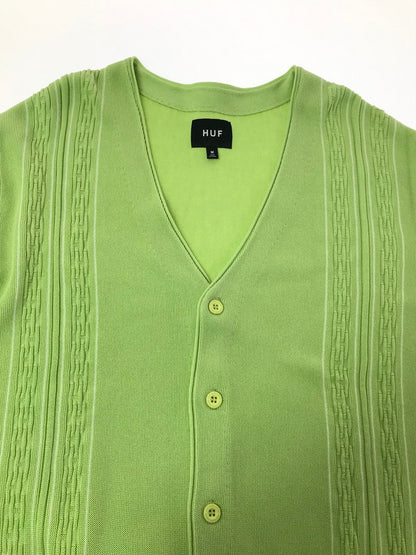 【中古品】【メンズ】 HUF ハフ CHAIN LINK CARDIGAN チェーンリンク カーディガン 142-260925-na-04-tagh サイズ：M カラー：ライムグリーン 万代Net店