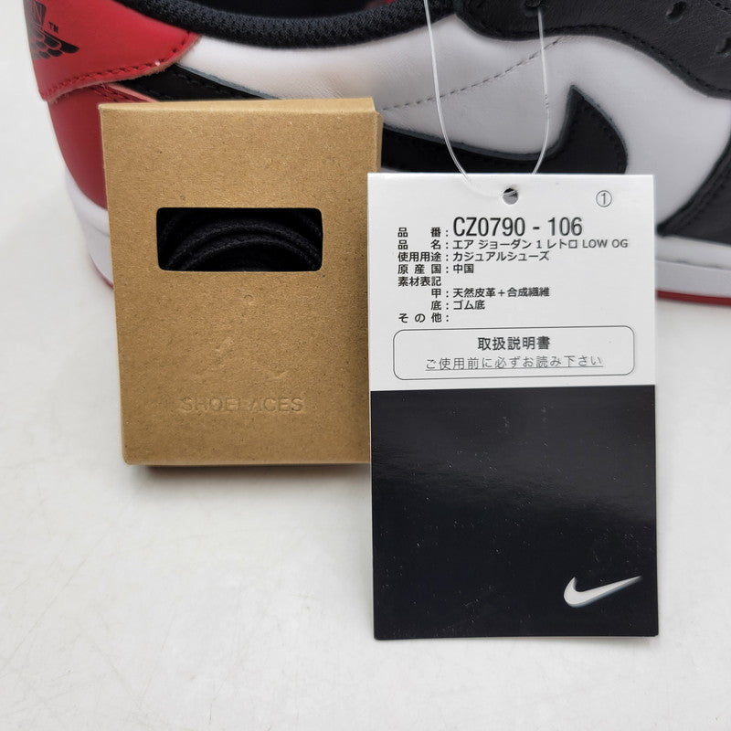 【中古美品】【メンズ】 NIKE ナイキ AIR JORDAN 1 RETRO LOW OG CZ0790-106 エア ジョーダン 1 レトロ ロー OG スニーカー シューズ 靴 160-260417-as-06-izu サイズ：27cm カラー：WHITE/BLACK-VARSITY RED 万代Net店
