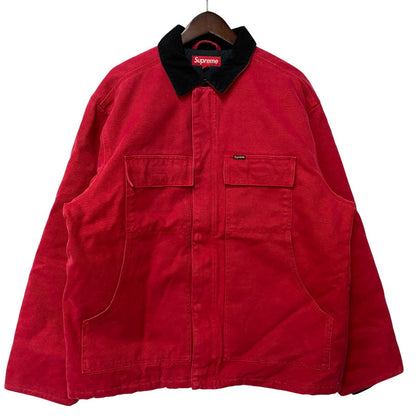 【中古品】【メンズ】 SUPREME シュプリーム OLD ENGLISH CANVAS WORK JACKET オールド イングリッシュ キャンバス ワーク ジャケット アウター 149-260906-kh-13-izu サイズ：L カラー：ブラック×レッド 万代Net店