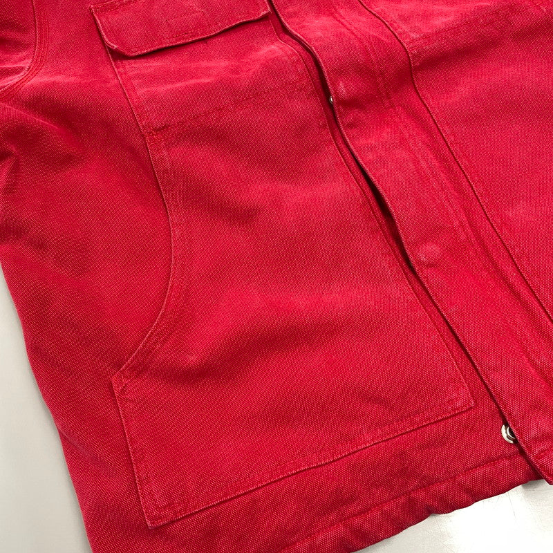 【中古品】【メンズ】 SUPREME シュプリーム OLD ENGLISH CANVAS WORK JACKET オールド イングリッシュ キャンバス ワーク ジャケット アウター 149-260906-kh-13-izu サイズ：L カラー：ブラック×レッド 万代Net店