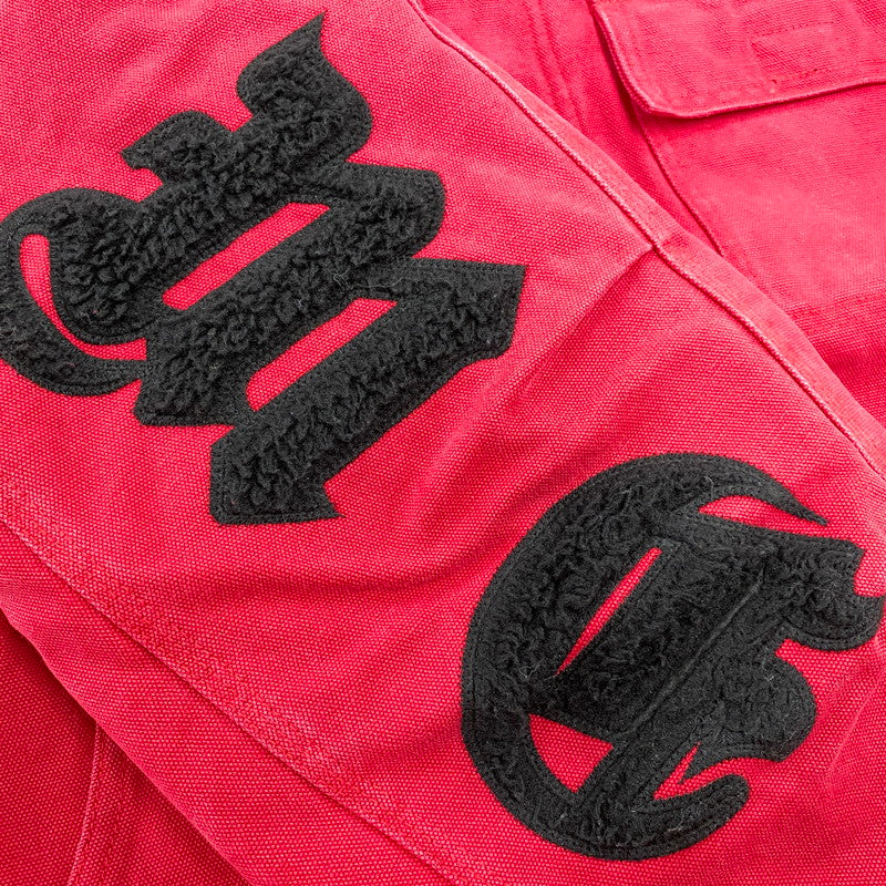 【中古品】【メンズ】 SUPREME シュプリーム OLD ENGLISH CANVAS WORK JACKET オールド イングリッシュ キャンバス ワーク ジャケット アウター 149-260906-kh-13-izu サイズ：L カラー：ブラック×レッド 万代Net店