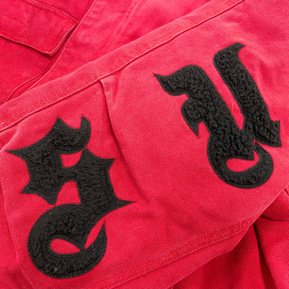【中古品】【メンズ】 SUPREME シュプリーム OLD ENGLISH CANVAS WORK JACKET オールド イングリッシュ キャンバス ワーク ジャケット アウター 149-260906-kh-13-izu サイズ：L カラー：ブラック×レッド 万代Net店