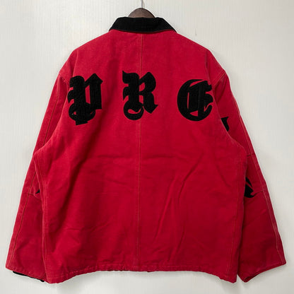 【中古品】【メンズ】 SUPREME シュプリーム OLD ENGLISH CANVAS WORK JACKET オールド イングリッシュ キャンバス ワーク ジャケット アウター 149-260906-kh-13-izu サイズ：L カラー：ブラック×レッド 万代Net店