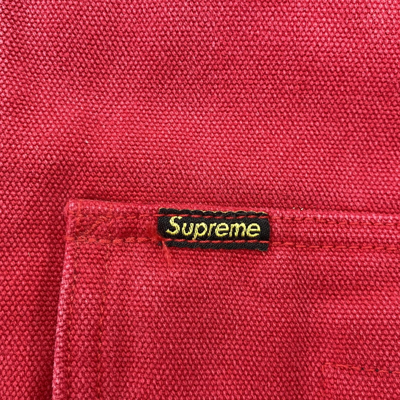【中古品】【メンズ】 SUPREME シュプリーム OLD ENGLISH CANVAS WORK JACKET オールド イングリッシュ キャンバス ワーク ジャケット アウター 149-260906-kh-13-izu サイズ：L カラー：ブラック×レッド 万代Net店