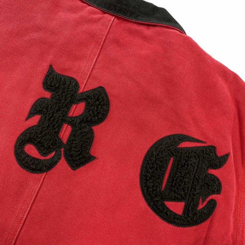 【中古品】【メンズ】 SUPREME シュプリーム OLD ENGLISH CANVAS WORK JACKET オールド イングリッシュ キャンバス ワーク ジャケット アウター 149-260906-kh-13-izu サイズ：L カラー：ブラック×レッド 万代Net店