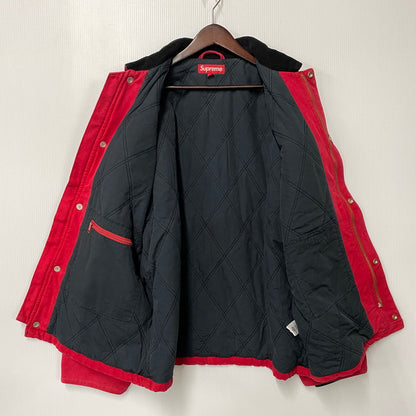 【中古品】【メンズ】 SUPREME シュプリーム OLD ENGLISH CANVAS WORK JACKET オールド イングリッシュ キャンバス ワーク ジャケット アウター 149-260906-kh-13-izu サイズ：L カラー：ブラック×レッド 万代Net店
