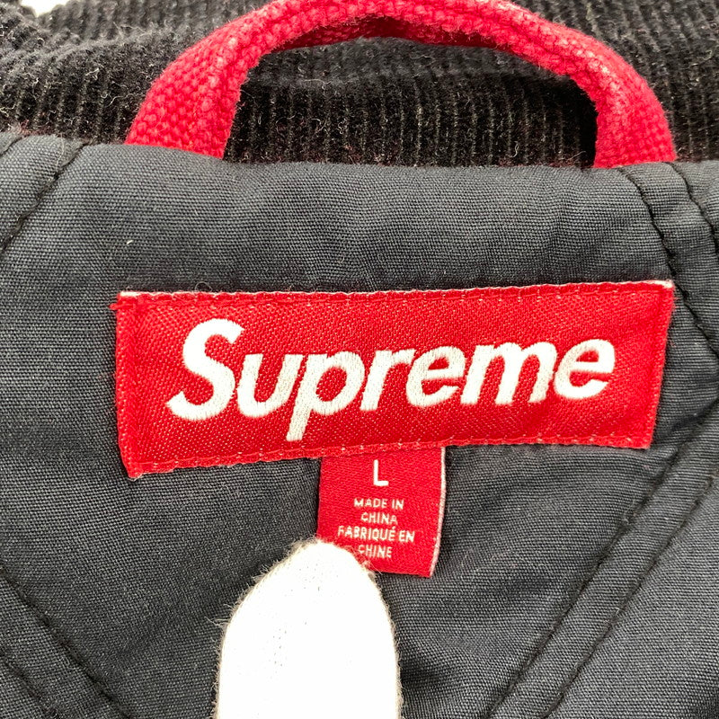 【中古品】【メンズ】 SUPREME シュプリーム OLD ENGLISH CANVAS WORK JACKET オールド イングリッシュ キャンバス ワーク ジャケット アウター 149-260906-kh-13-izu サイズ：L カラー：ブラック×レッド 万代Net店