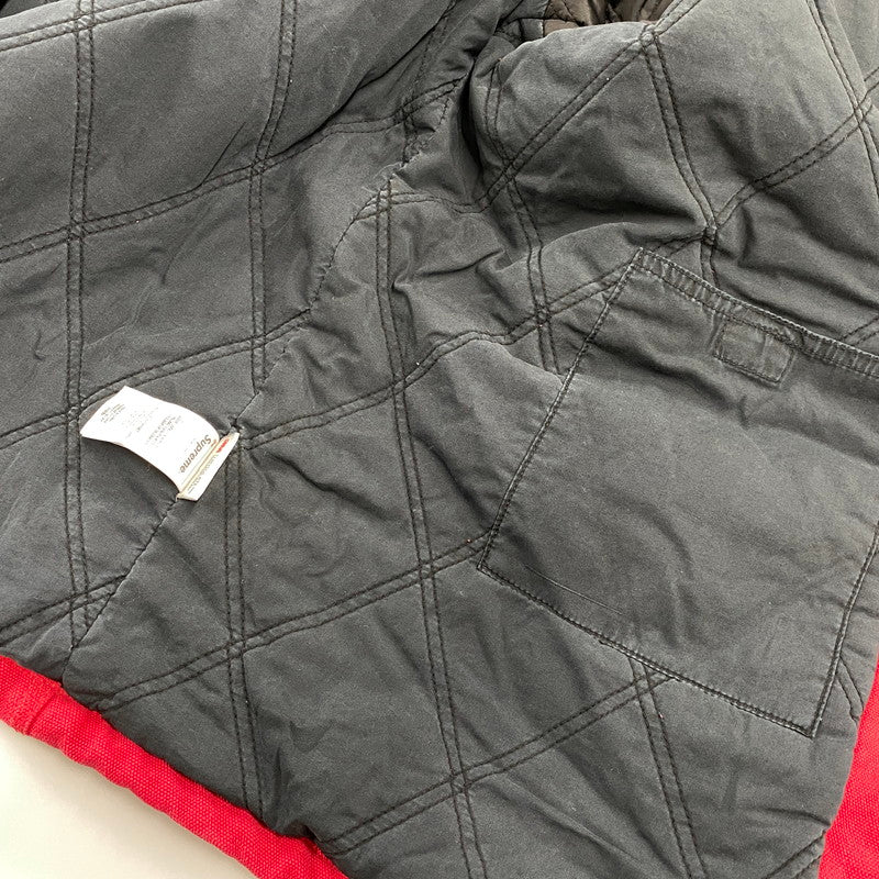 【中古品】【メンズ】 SUPREME シュプリーム OLD ENGLISH CANVAS WORK JACKET オールド イングリッシュ キャンバス ワーク ジャケット アウター 149-260906-kh-13-izu サイズ：L カラー：ブラック×レッド 万代Net店