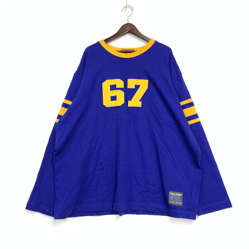 【中古品】【メンズ】 POLO SPORT ポロスポーツ #67 FOOTBALL SHIRT フットボール シャツ トップス 長袖 146-260612-ya-01-izu サイズ：XXL カラー：ブルー 万代Net店