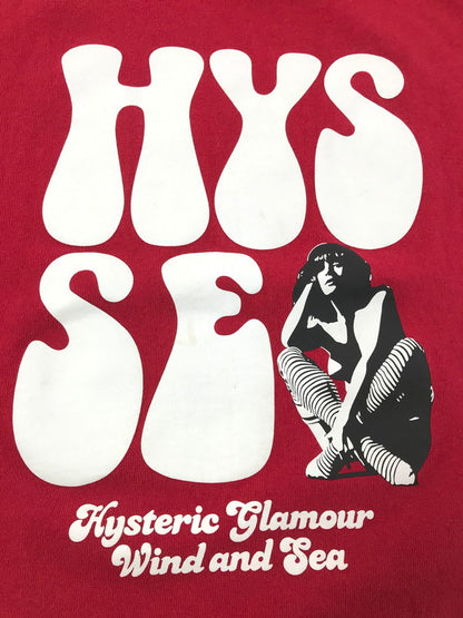 【中古品】【メンズ】 HYSTERIC GLAMOUR ヒステリックグラマー × WND AND SEA ウィンダンシー SS T-SHIRT WDS-C-HYS-24-Q2-11 ショートスリーブ Tシャツ 140-260625-rt-11-tagh サイズ：L カラー：レッド 万代Net店