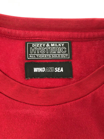 【中古品】【メンズ】 HYSTERIC GLAMOUR ヒステリックグラマー × WND AND SEA ウィンダンシー SS T-SHIRT WDS-C-HYS-24-Q2-11 ショートスリーブ Tシャツ 140-260625-rt-11-tagh サイズ：L カラー：レッド 万代Net店