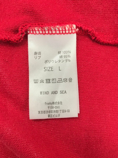 【中古品】【メンズ】 HYSTERIC GLAMOUR ヒステリックグラマー × WND AND SEA ウィンダンシー SS T-SHIRT WDS-C-HYS-24-Q2-11 ショートスリーブ Tシャツ 140-260625-rt-11-tagh サイズ：L カラー：レッド 万代Net店