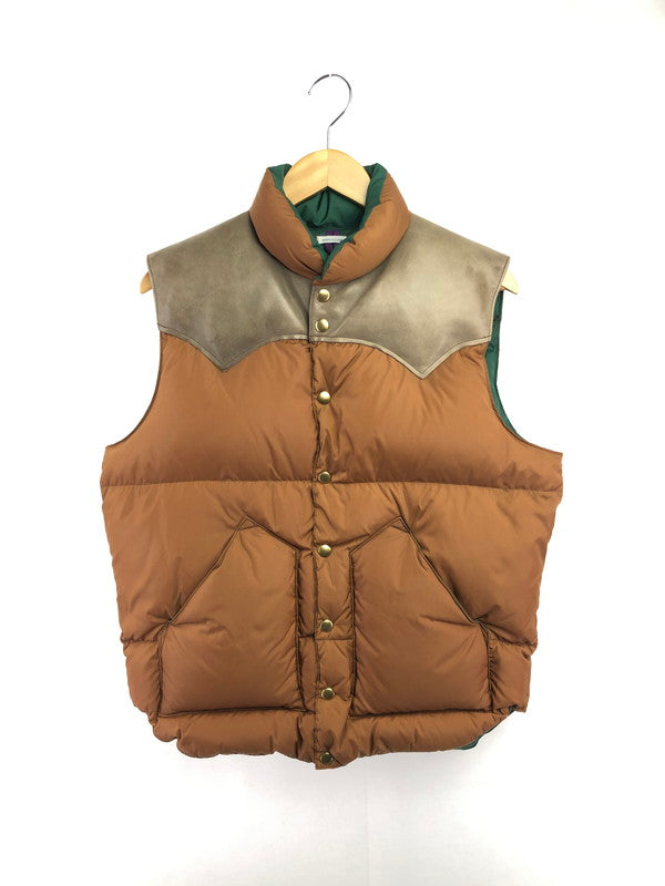 【中古品】【メンズ】 WAREHOUSE×ROCKY MOUNTAIN ウェアハウス×ロッキーマウンテン FEATHERBED DOWN VEST フェザーベッド 450-502-71 145-260525-ki-20-tagh サイズ：42 カラー：ブラウン 万代Net店