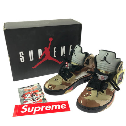 【中古品】【メンズ】 NIKE ナイキ × SUPREME シュプリーム AIR JORDAN 5 RETRO 824371-201 エアジョーダン 5 レトロ スニーカー 靴 160-260609-na-07-tagh サイズ：27.5cm US9.5 カラー：SUPREME/DESERT CAMO BAMBOO/BLACK-CLASSIC STONE 万代Net店