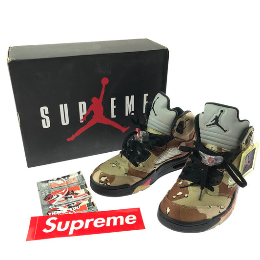 【中古品】【メンズ】 NIKE ナイキ × SUPREME シュプリーム AIR JORDAN 5 RETRO 824371-201 エアジョーダン 5 レトロ スニーカー 靴 160-260609-na-07-tagh サイズ：27.5cm US9.5 カラー：SUPREME/DESERT CAMO BAMBOO/BLACK-CLASSIC STONE 万代Net店