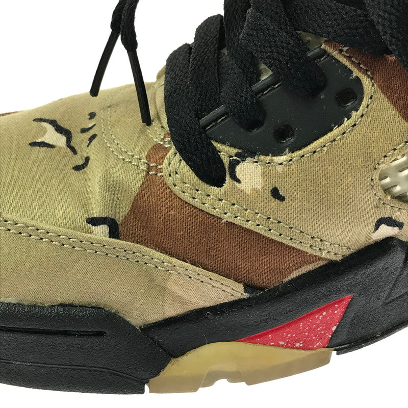 【中古品】【メンズ】 NIKE ナイキ × SUPREME シュプリーム AIR JORDAN 5 RETRO 824371-201 エアジョーダン 5 レトロ スニーカー 靴 160-260609-na-07-tagh サイズ：27.5cm US9.5 カラー：SUPREME/DESERT CAMO BAMBOO/BLACK-CLASSIC STONE 万代Net店