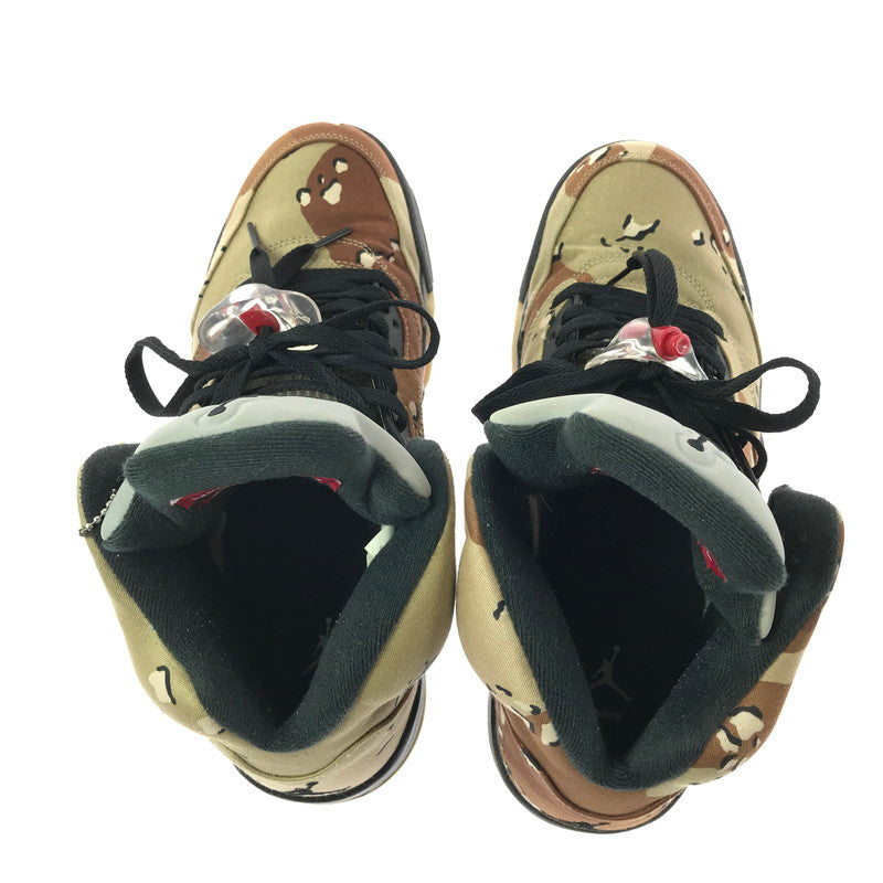【中古品】【メンズ】 NIKE ナイキ × SUPREME シュプリーム AIR JORDAN 5 RETRO 824371-201 エアジョーダン 5 レトロ スニーカー 靴 160-260609-na-07-tagh サイズ：27.5cm US9.5 カラー：SUPREME/DESERT CAMO BAMBOO/BLACK-CLASSIC STONE 万代Net店