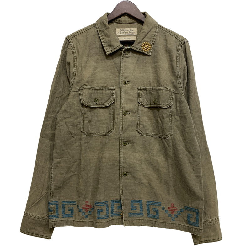 【中古品】【メンズ】 REMI RELIEF レミレリーフ STUDS NATIVE MILITARY SHIRT スタッズ ネイティブ ミリタリー シャツ トップス 長袖 145-260714-cs-17-izu サイズ：XL カラー：カーキ 万代Net店