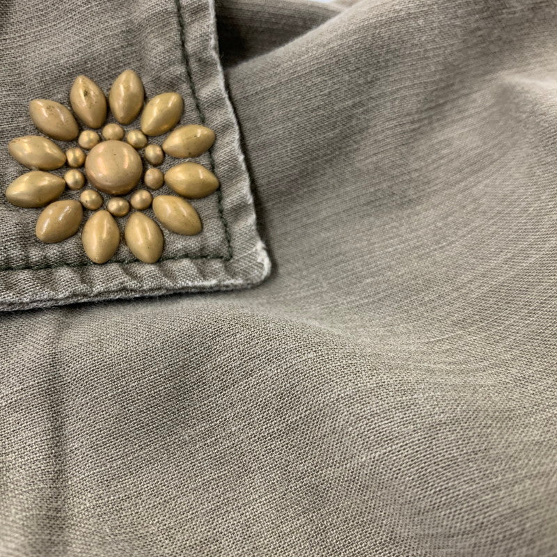 【中古品】【メンズ】 REMI RELIEF レミレリーフ STUDS NATIVE MILITARY SHIRT スタッズ ネイティブ ミリタリー シャツ トップス 長袖 145-260714-cs-17-izu サイズ：XL カラー：カーキ 万代Net店