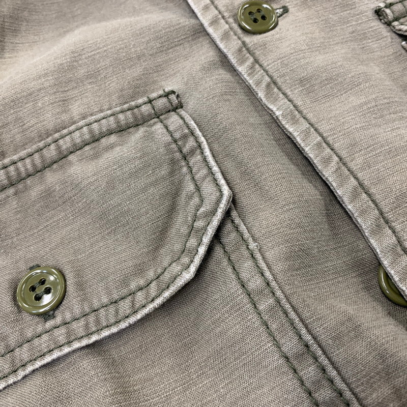 【中古品】【メンズ】 REMI RELIEF レミレリーフ STUDS NATIVE MILITARY SHIRT スタッズ ネイティブ ミリタリー シャツ トップス 長袖 145-260714-cs-17-izu サイズ：XL カラー：カーキ 万代Net店