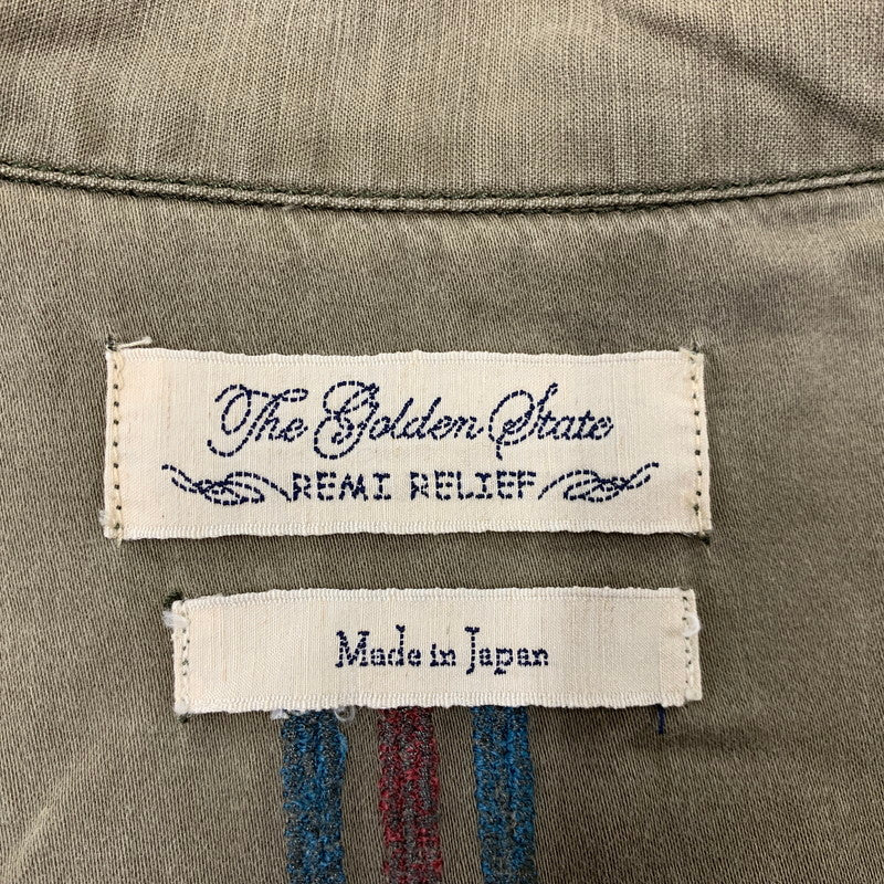 【中古品】【メンズ】 REMI RELIEF レミレリーフ STUDS NATIVE MILITARY SHIRT スタッズ ネイティブ ミリタリー シャツ トップス 長袖 145-260714-cs-17-izu サイズ：XL カラー：カーキ 万代Net店