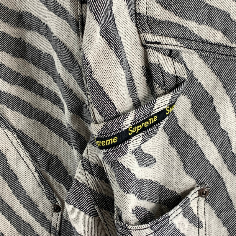 【中古品】【メンズ】 SUPREME DOUBLEKNEE PAINTER PANTS シュプリーム ダブルニーペインターパンツ ワイドパンツ ボトムス ブランド 古着 149-260614-gm-23-fuz サイズ：36 カラー：ゼブラ 万代Net店