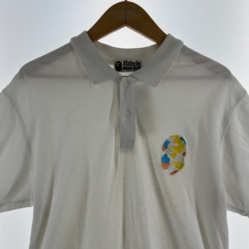 【中古品】【メンズ】 A BATHING APE アベイシングエイプ ポロシャツ 142-260929-ny-03-fuzh サイズ：L カラー：ホワイト 万代Net店