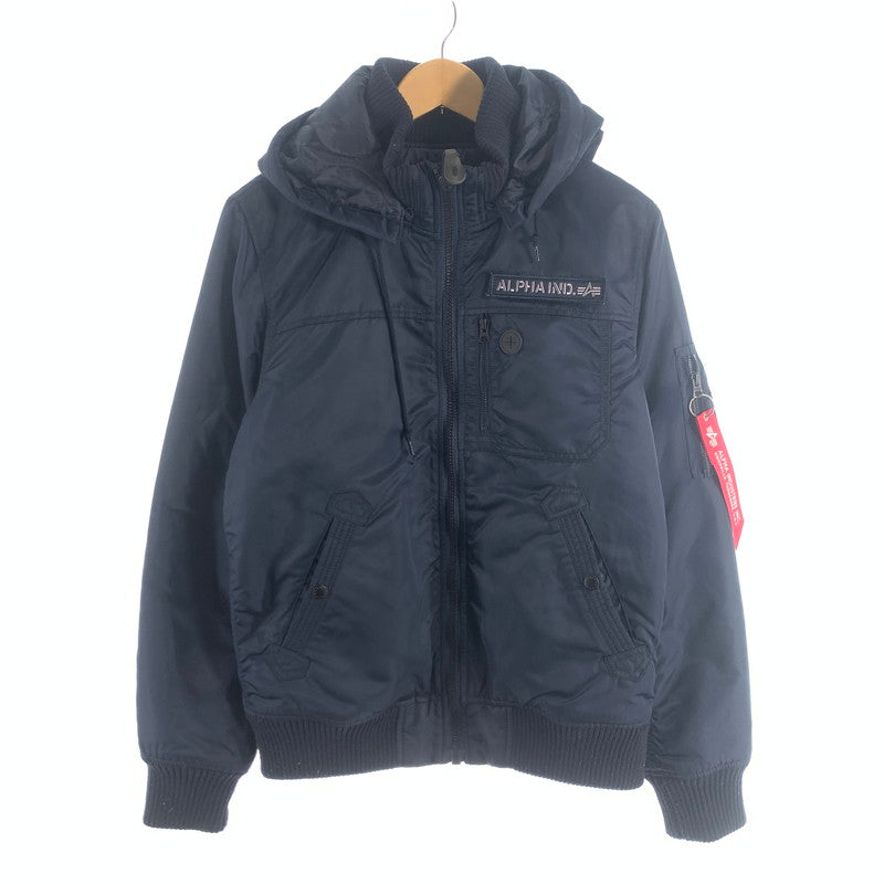 【中古品】【メンズ】 ALPHA INDUSTRIES HOODED RIB JACKET アルファインダストリーズ リブジャケット ミリタリー ブルゾン ブランド 古着 145-260725-gm-10-fuzh サイズ：L カラー：ネイビー 万代Net店