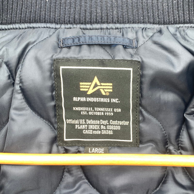 【中古品】【メンズ】 ALPHA INDUSTRIES HOODED RIB JACKET アルファインダストリーズ リブジャケット ミリタリー ブルゾン ブランド 古着 145-260725-gm-10-fuzh サイズ：L カラー：ネイビー 万代Net店